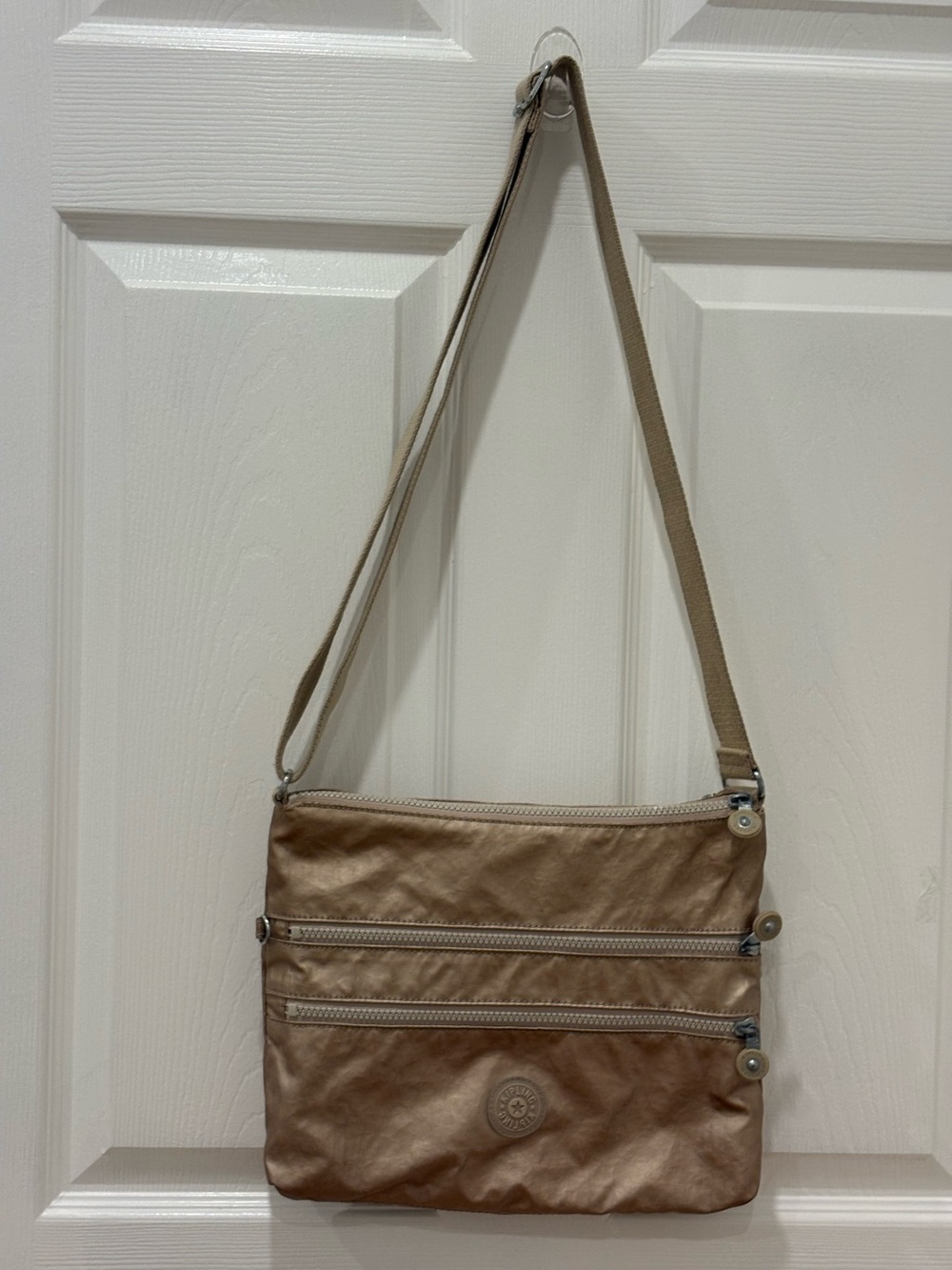 Gold Kipling Alvar Messenger Crossbody Bag